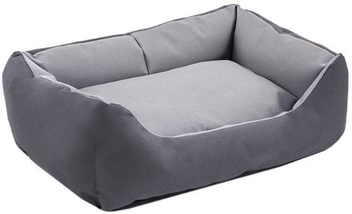 Лежак "Дарэлл-Оксфорд" #1 прямоугольный с подушкой 55*40*18см (серый 2х-цв.нейлон, синтепух)