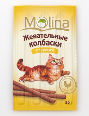 MOLINA колбаски для кошек с курицей 36г