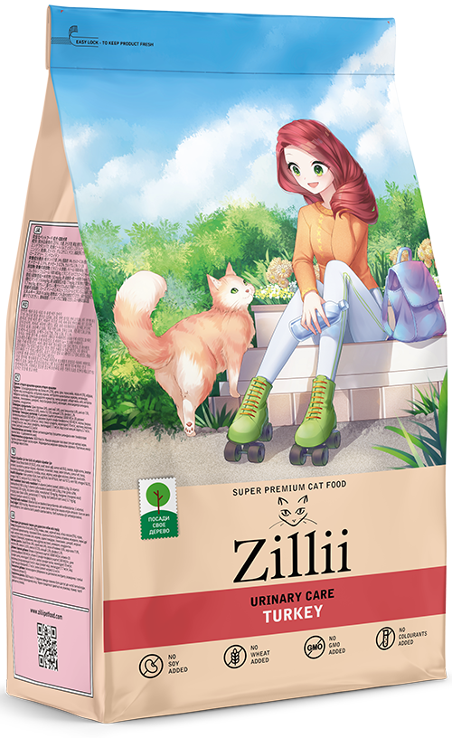 ZILLII Urinary Care Cat для взрослых кошек РН контроль Индейка