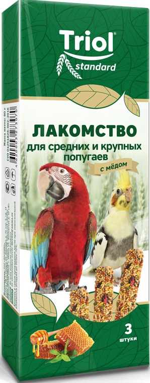 Лакомство Триол для средних и крупных попугаев с медом