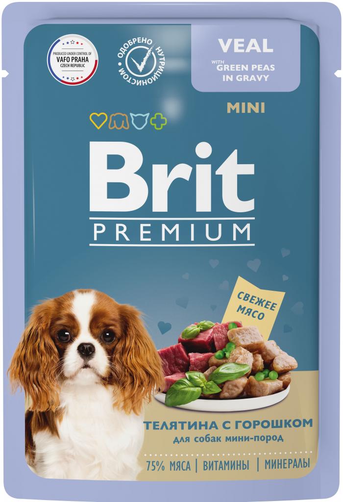 Брит Premium Пауч для собак мини пород телятина с горошком в соусе 85г
