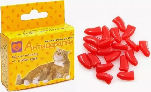 Антицарапки К2 Колпачки д/кошек на когти, красные 40шт