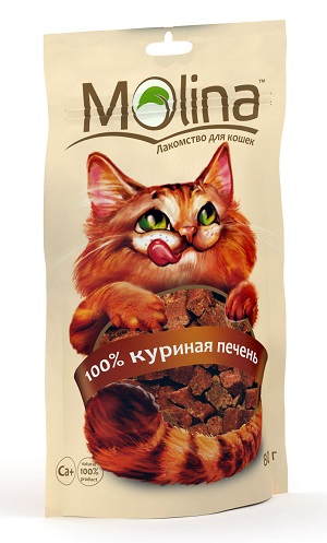 MOLINA лакомство для кошек "100% куриная печень" 80г