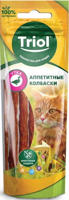 Аппетитные колбаски из утки для кошек 40г