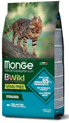 Monge Cat GRAIN FREE беззерновой корм д/кошек cтерилиз. тунец,горох