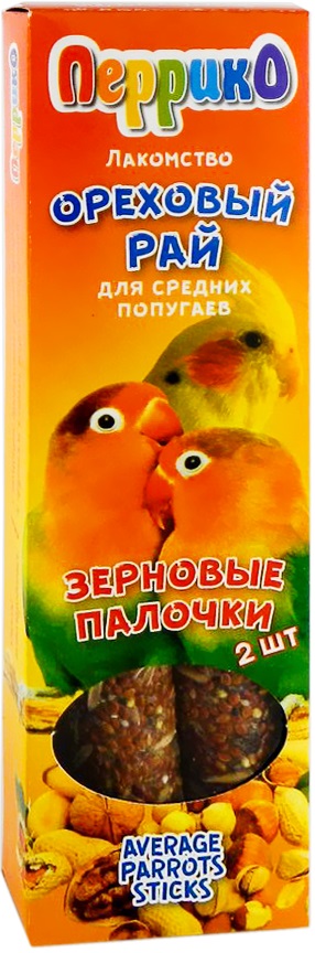 Перрико зерновые палочки для Средних попугаев Ореховый рай 2шт 100г