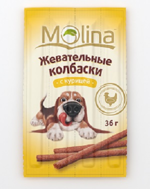 MOLINA колбаски для собак с курицей 36г