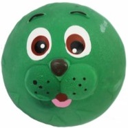 №1 Игрушка для собак Мяч-мордашка зеленый с пищалкой, латекс, 6см