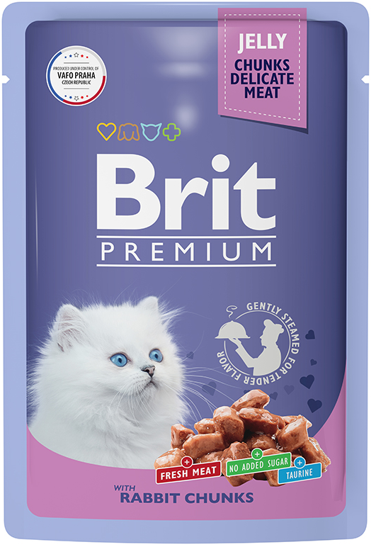 Брит Premium Пауч для котят кролик в желе 85г
