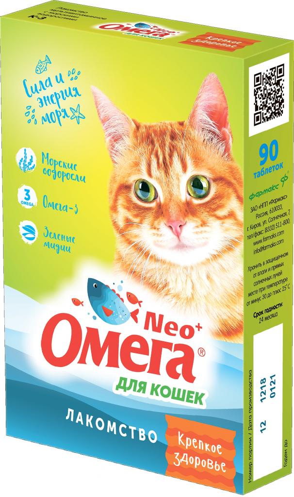 Омега Neo+ Лакомство мультивитаминное д/кошек Крепкое здоровье с морскими водорослями