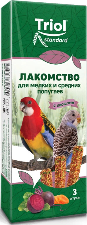 Лакомство Triol для мелких и средних попугаев с овощами (3 шт)