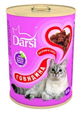 Дарси Консервы для кошек кусочки с говядиной 415г