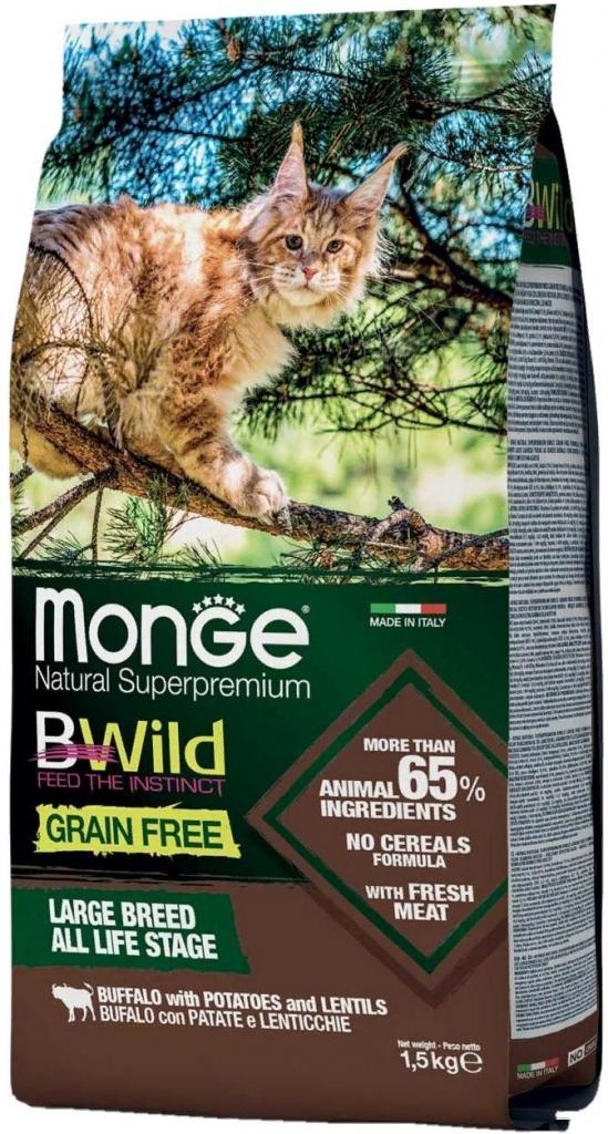 Monge Cat BWild для крупных кошек из мяса буйвола
