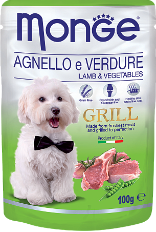 Monge Dog Grill пауч для собак ягненок с овощами 100г