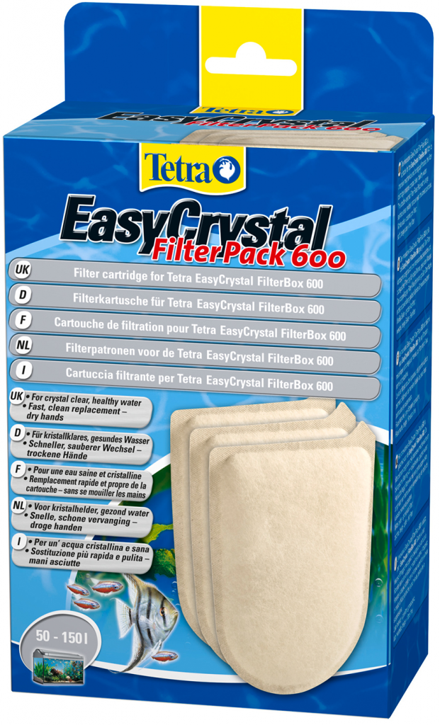 Tetra EC 600 фильтрующие картриджи без угля для внутреннего фильтра EasyCrystal 600 3шт