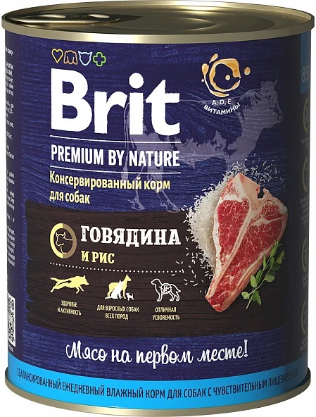 Brit Premium by Nature Говядина и рис 850г