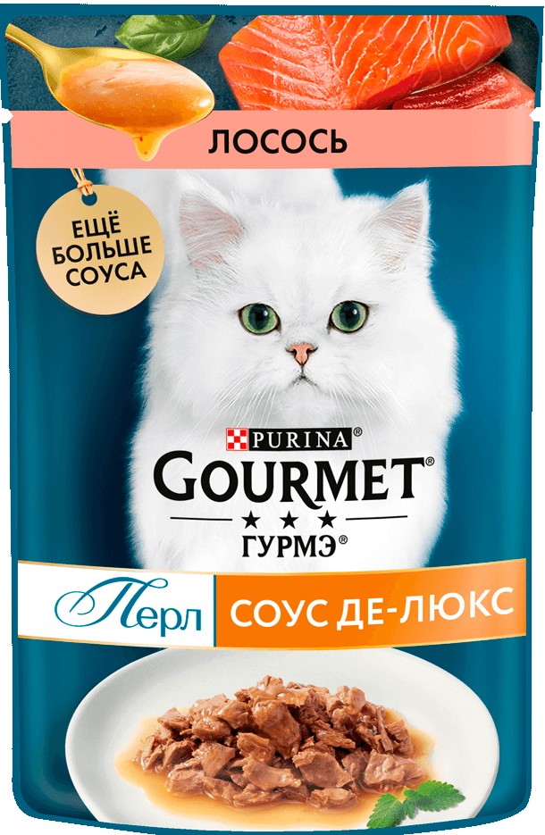 Гурмэ Перл пауч для кошек де-люкс с лососем в соусе 85г