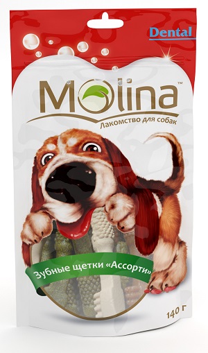 MOLINA лакомство для собак "Зубные щетки ассорти" 140г
