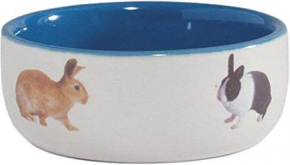Beeztees 801650 Миска керамическая с изображением кролика, голубая 300мл 11,5см