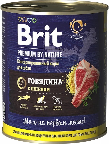 Brit Premium by Nature Говядина и пшено 850г