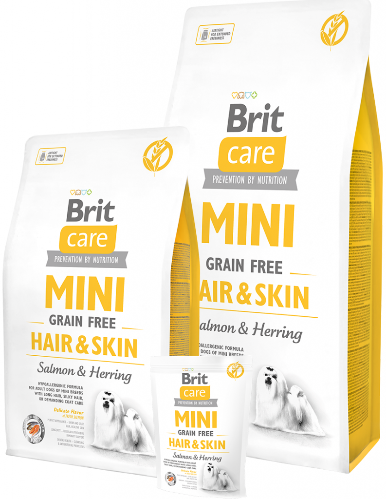 Brit care hair&skin беззерн.д/с мини пород с шерстью, требующей ухода
