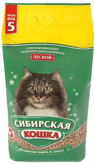 Наполнитель Сибирская кошка Лесной древесный 5л