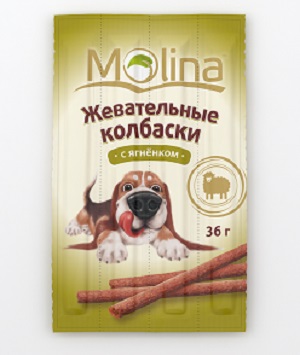 MOLINA колбаски для собак с ягненком 36г