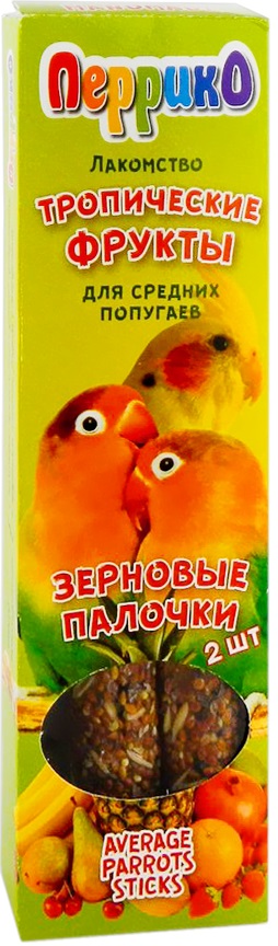 Перрико зерновые палочки для Средних попугаев Тропические фрукты 2шт 100г