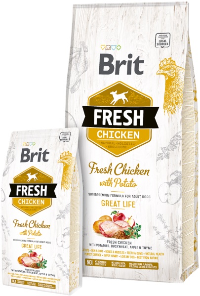 Брит Fresh корм для взрослых собак Курица и картофель